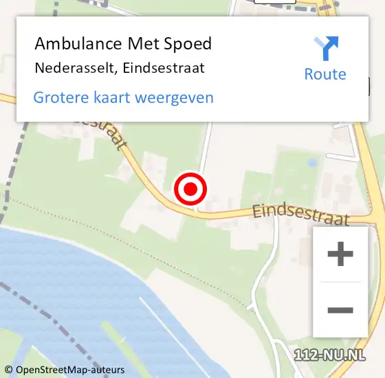 Locatie op kaart van de 112 melding: Ambulance Met Spoed Naar Nederasselt, Eindsestraat op 26 augustus 2021 14:16