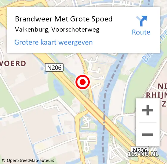 Locatie op kaart van de 112 melding: Brandweer Met Grote Spoed Naar Valkenburg, Voorschoterweg op 26 augustus 2021 14:29