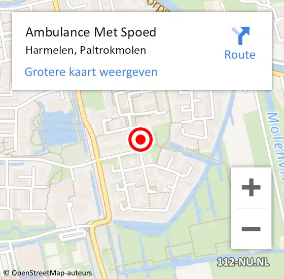 Locatie op kaart van de 112 melding: Ambulance Met Spoed Naar Harmelen, Paltrokmolen op 20 juni 2014 21:11