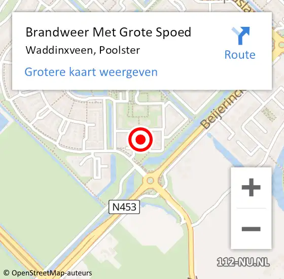 Locatie op kaart van de 112 melding: Brandweer Met Grote Spoed Naar Waddinxveen, Poolster op 26 augustus 2021 14:35