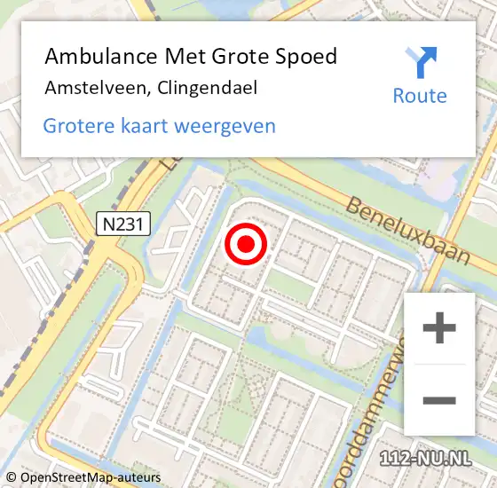 Locatie op kaart van de 112 melding: Ambulance Met Grote Spoed Naar Amstelveen, Clingendael op 26 augustus 2021 15:27