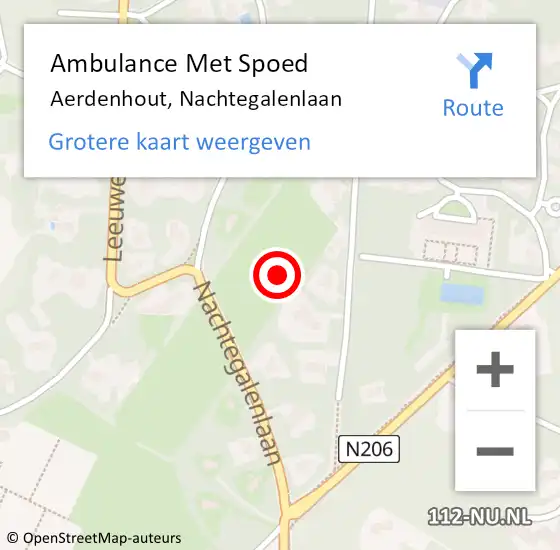 Locatie op kaart van de 112 melding: Ambulance Met Spoed Naar Aerdenhout, Nachtegalenlaan op 26 augustus 2021 15:29