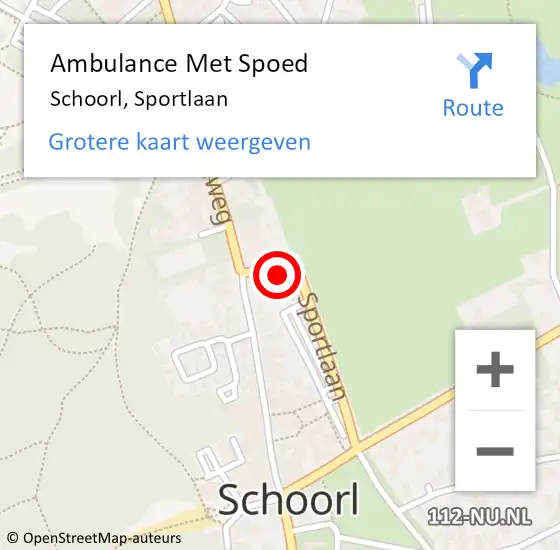 Locatie op kaart van de 112 melding: Ambulance Met Spoed Naar Schoorl, Sportlaan op 26 augustus 2021 15:30