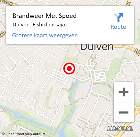 Locatie op kaart van de 112 melding: Brandweer Met Spoed Naar Duiven, Elshofpassage op 26 augustus 2021 15:46