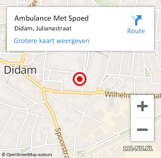 Locatie op kaart van de 112 melding: Ambulance Met Spoed Naar Didam, Julianastraat op 26 augustus 2021 15:51