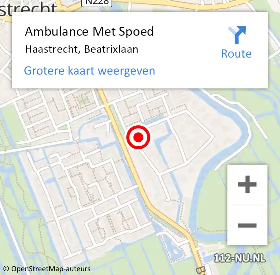 Locatie op kaart van de 112 melding: Ambulance Met Spoed Naar Haastrecht, Beatrixlaan op 26 augustus 2021 15:54