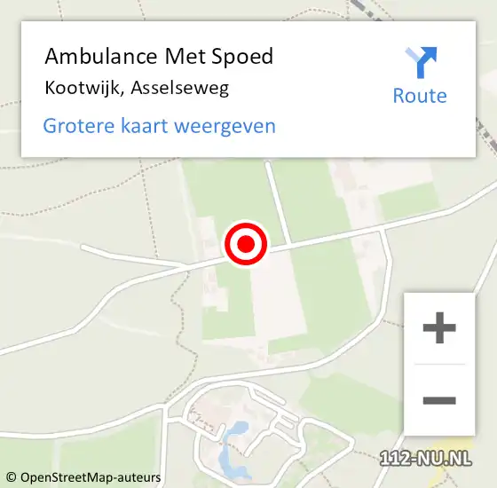 Locatie op kaart van de 112 melding: Ambulance Met Spoed Naar Kootwijk, Asselseweg op 26 augustus 2021 16:20