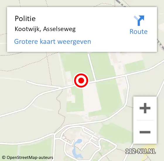Locatie op kaart van de 112 melding: Politie Kootwijk, Asselseweg op 26 augustus 2021 16:21
