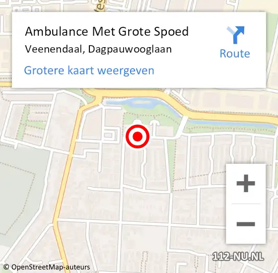 Locatie op kaart van de 112 melding: Ambulance Met Grote Spoed Naar Veenendaal, Dagpauwooglaan op 26 augustus 2021 16:37