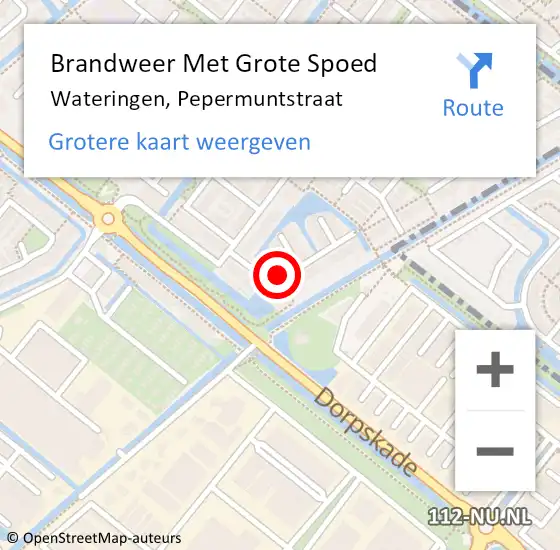 Locatie op kaart van de 112 melding: Brandweer Met Grote Spoed Naar Wateringen, Pepermuntstraat op 26 augustus 2021 16:38