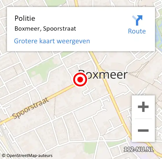 Locatie op kaart van de 112 melding: Politie Boxmeer, Spoorstraat op 26 augustus 2021 16:38