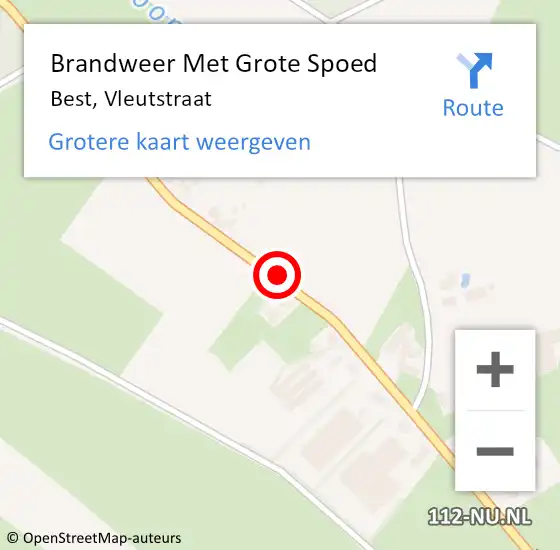 Locatie op kaart van de 112 melding: Brandweer Met Grote Spoed Naar Best, Vleutstraat op 26 augustus 2021 16:51