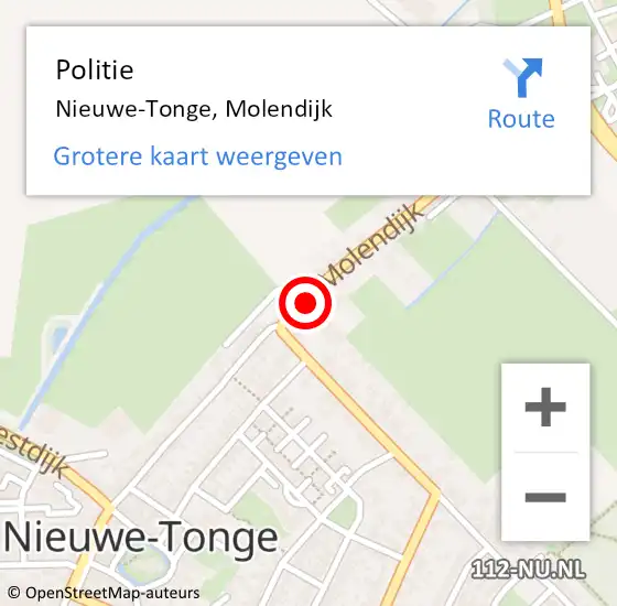 Locatie op kaart van de 112 melding: Politie Nieuwe-Tonge, Molendijk op 26 augustus 2021 17:03