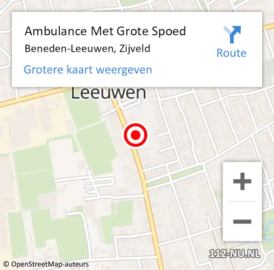 Locatie op kaart van de 112 melding: Ambulance Met Grote Spoed Naar Beneden-Leeuwen, Zijveld op 26 augustus 2021 17:13