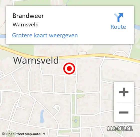 Locatie op kaart van de 112 melding: Brandweer Warnsveld op 26 augustus 2021 17:19