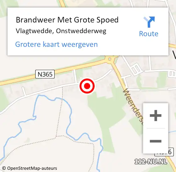 Locatie op kaart van de 112 melding: Brandweer Met Grote Spoed Naar Vlagtwedde, Onstwedderweg op 26 augustus 2021 17:24