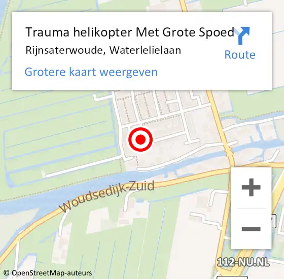 Locatie op kaart van de 112 melding: Trauma helikopter Met Grote Spoed Naar Rijnsaterwoude, Waterlelielaan op 26 augustus 2021 17:34