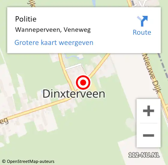 Locatie op kaart van de 112 melding: Politie Wanneperveen, Veneweg op 26 augustus 2021 17:39