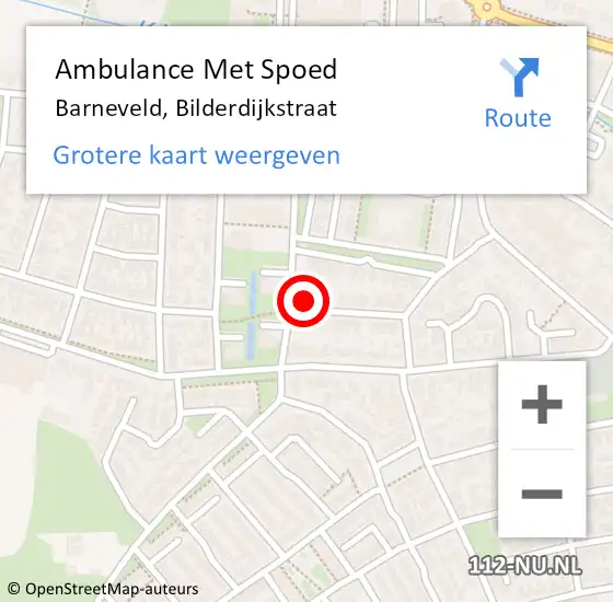 Locatie op kaart van de 112 melding: Ambulance Met Spoed Naar Barneveld, Bilderdijkstraat op 26 augustus 2021 17:41