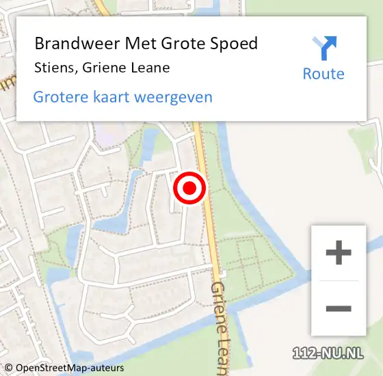 Locatie op kaart van de 112 melding: Brandweer Met Grote Spoed Naar Stiens, Griene Leane op 26 augustus 2021 18:00