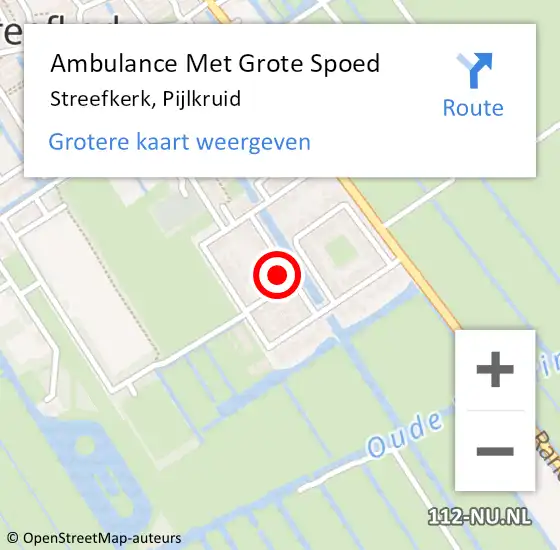 Locatie op kaart van de 112 melding: Ambulance Met Grote Spoed Naar Streefkerk, Pijlkruid op 26 augustus 2021 18:39