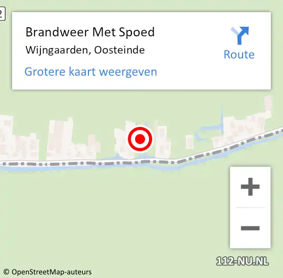 Locatie op kaart van de 112 melding: Brandweer Met Spoed Naar Wijngaarden, Oosteinde op 26 augustus 2021 18:55