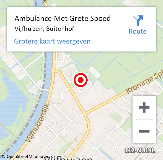 Locatie op kaart van de 112 melding: Ambulance Met Grote Spoed Naar Vijfhuizen, Buitenhof op 26 augustus 2021 18:59