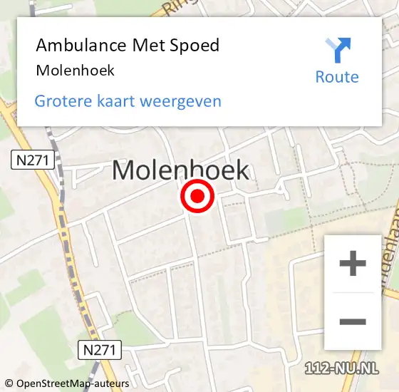 Locatie op kaart van de 112 melding: Ambulance Met Spoed Naar Molenhoek op 26 augustus 2021 19:04