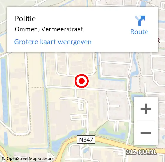 Locatie op kaart van de 112 melding: Politie Ommen, Vermeerstraat op 26 augustus 2021 19:17