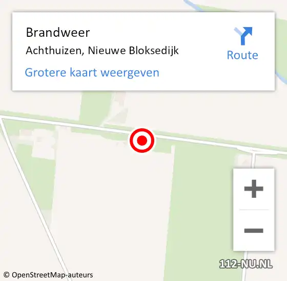 Locatie op kaart van de 112 melding: Brandweer Achthuizen, Nieuwe Bloksedijk op 26 augustus 2021 19:30