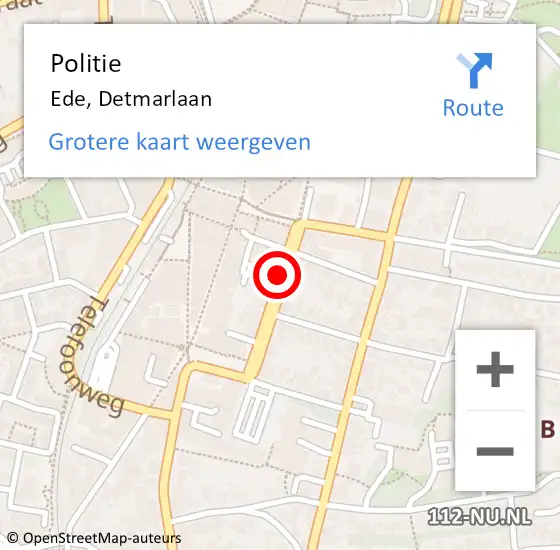 Locatie op kaart van de 112 melding: Politie Ede, Detmarlaan op 26 augustus 2021 19:36