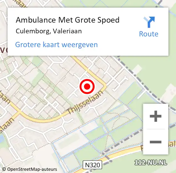 Locatie op kaart van de 112 melding: Ambulance Met Grote Spoed Naar Culemborg, Valeriaan op 26 augustus 2021 20:03