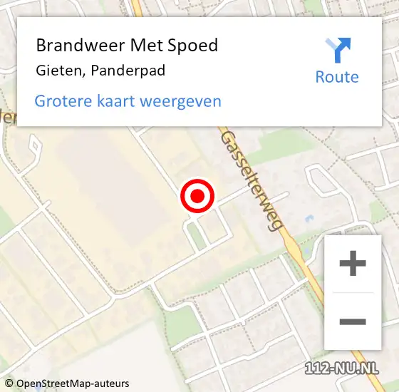 Locatie op kaart van de 112 melding: Brandweer Met Spoed Naar Gieten, Panderpad op 20 juni 2014 21:58