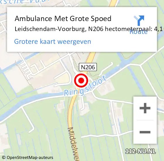 Locatie op kaart van de 112 melding: Ambulance Met Grote Spoed Naar Leidschendam-Voorburg, N206 hectometerpaal: 4,1 op 26 augustus 2021 20:11