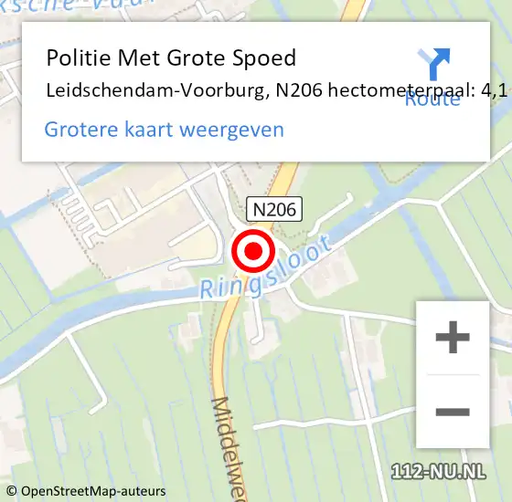 Locatie op kaart van de 112 melding: Politie Met Grote Spoed Naar Leidschendam-Voorburg, N206 hectometerpaal: 4,1 op 26 augustus 2021 20:12