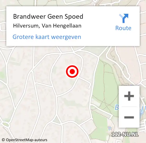 Locatie op kaart van de 112 melding: Brandweer Geen Spoed Naar Hilversum, Van Hengellaan op 26 augustus 2021 20:58