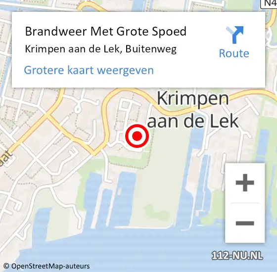 Locatie op kaart van de 112 melding: Brandweer Met Grote Spoed Naar Krimpen aan de Lek, Buitenweg op 26 augustus 2021 21:22