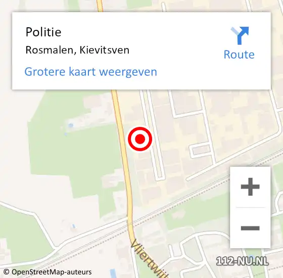 Locatie op kaart van de 112 melding: Politie Rosmalen, Kievitsven op 26 augustus 2021 21:48