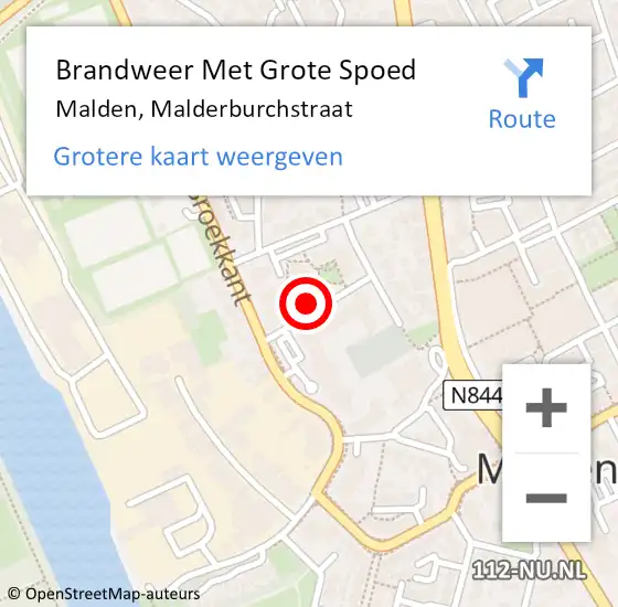 Locatie op kaart van de 112 melding: Brandweer Met Grote Spoed Naar Malden, Malderburchstraat op 26 augustus 2021 21:57