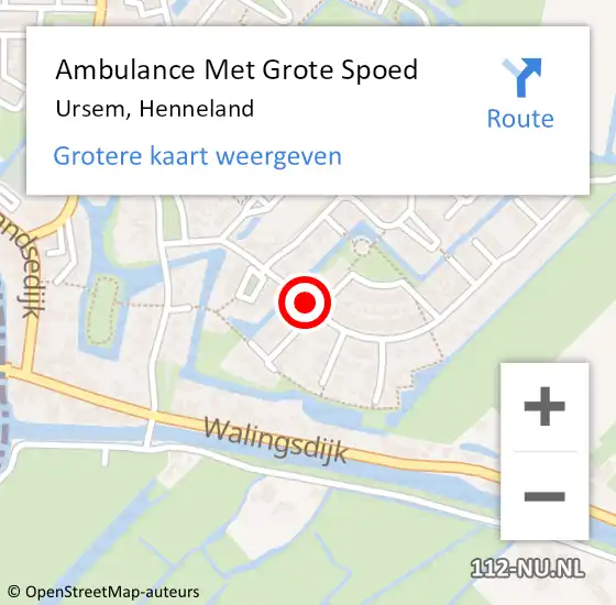 Locatie op kaart van de 112 melding: Ambulance Met Grote Spoed Naar Ursem, Henneland op 26 augustus 2021 22:00