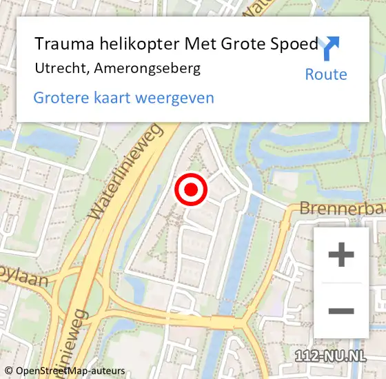 Locatie op kaart van de 112 melding: Trauma helikopter Met Grote Spoed Naar Utrecht, Amerongseberg op 26 augustus 2021 22:04