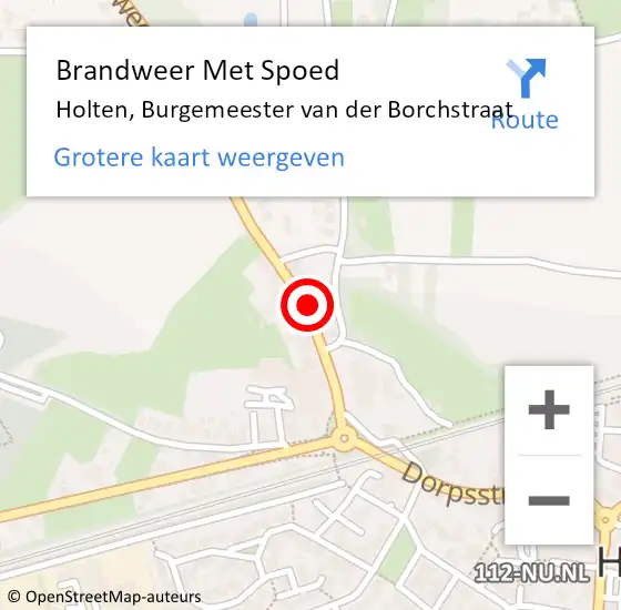 Locatie op kaart van de 112 melding: Brandweer Met Spoed Naar Holten, Burgemeester van der Borchstraat op 26 augustus 2021 22:08