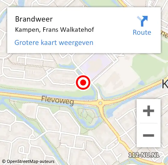 Locatie op kaart van de 112 melding: Brandweer Kampen, Frans Walkatehof op 20 juni 2014 22:16