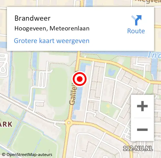 Locatie op kaart van de 112 melding: Brandweer Hoogeveen, Meteorenlaan op 26 augustus 2021 22:31