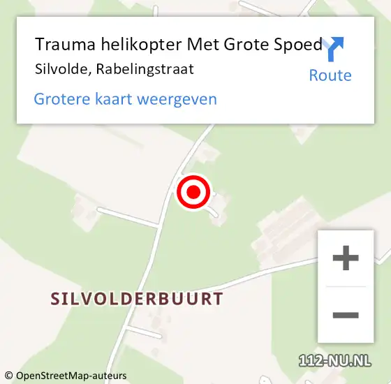 Locatie op kaart van de 112 melding: Trauma helikopter Met Grote Spoed Naar Silvolde, Rabelingstraat op 26 augustus 2021 22:44