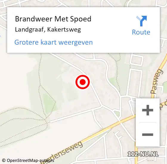 Locatie op kaart van de 112 melding: Brandweer Met Spoed Naar Landgraaf, Kakertsweg op 26 augustus 2021 23:16
