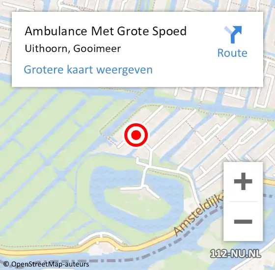 Locatie op kaart van de 112 melding: Ambulance Met Grote Spoed Naar Uithoorn, Gooimeer op 26 augustus 2021 23:23