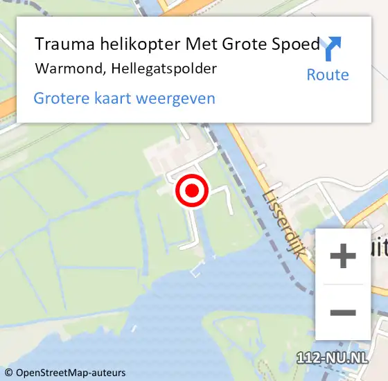Locatie op kaart van de 112 melding: Trauma helikopter Met Grote Spoed Naar Warmond, Hellegatspolder op 27 augustus 2021 00:34