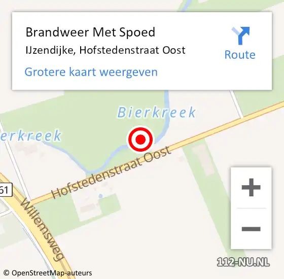 Locatie op kaart van de 112 melding: Brandweer Met Spoed Naar IJzendijke, Hofstedenstraat Oost op 27 augustus 2021 00:36