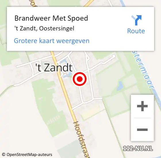 Locatie op kaart van de 112 melding: Brandweer Met Spoed Naar 't Zandt, Oostersingel op 27 augustus 2021 01:16